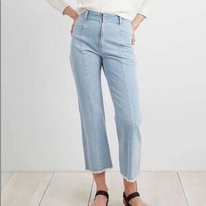 Apiece apart light wash high waisted  cropped frayed hem denim jeans
